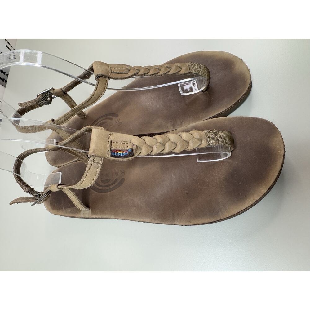 Rainbow Womens T-Street Braided Leather Sandals L 7.5 - 8.5 Brown Beachy Boho - Picture 3 of 12